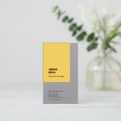 Professioneel, minimalistisch, modern geel grijs visitekaartje (Staand voorkant)