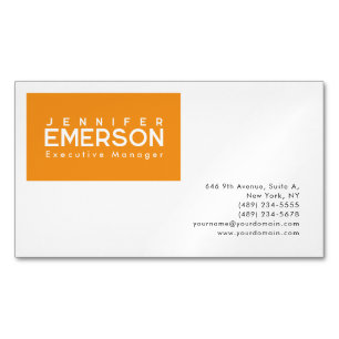 Professioneel minimalistisch modern gewoon oranje magnetisch visitekaartje