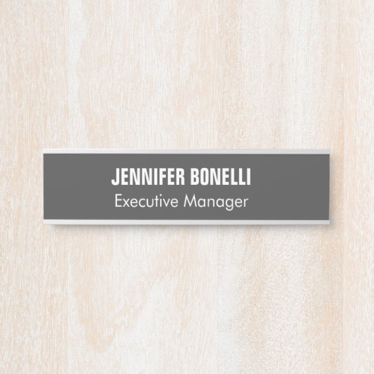 Professioneel, minimalistisch, modern grijs deurbordje (Voorkant)