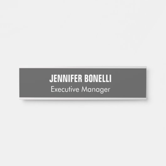 Professioneel, minimalistisch, modern grijs deurbordje (Voorkant)