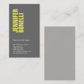 Professioneel minimalistisch modern grijs geel lin visitekaartje (Voorkant / Achterkant)