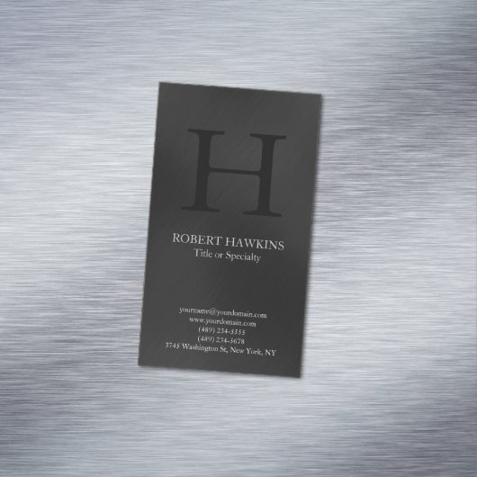 Professioneel minimalistisch modern grijs monogram magnetisch visitekaartje (Voorbeeld)
