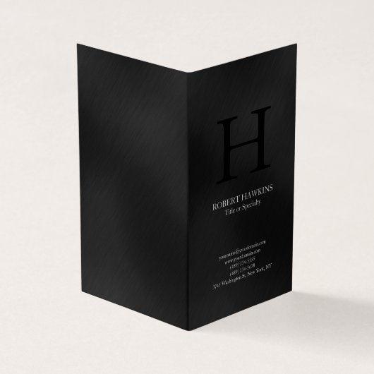 Professioneel minimalistisch modern grijs monogram visitekaartje (Buitenkant)