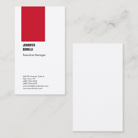 Professioneel, minimalistisch, modern rood wit visitekaartje (Voorkant / Achterkant)