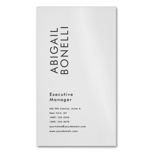 Professioneel minimalistisch modern sober magnetisch visitekaartje (Voorkant Verticaal)