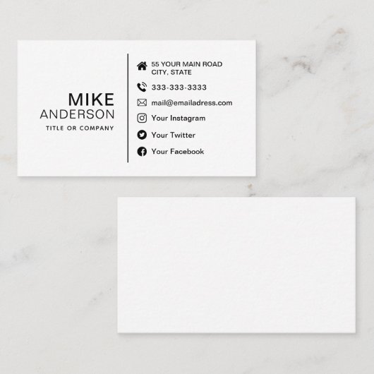 professioneel minimalistisch modern sociaal mediap visitekaartje (Voorkant / Achterkant)
