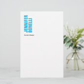 Professioneel minimalistisch modern stevig blauw w briefpapier (Staand voorkant)