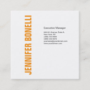 Professioneel minimalistisch modern strak oranje w vierkante visitekaartje