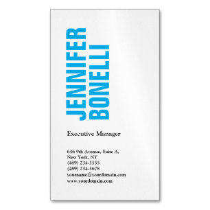 Professioneel minimalistisch modern vet blauw wit magnetisch visitekaartje