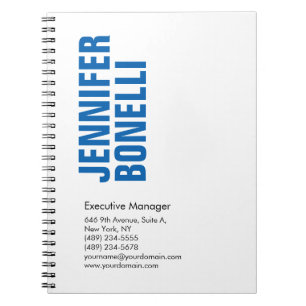 Professioneel minimalistisch modern vet blauw wit notitieboek