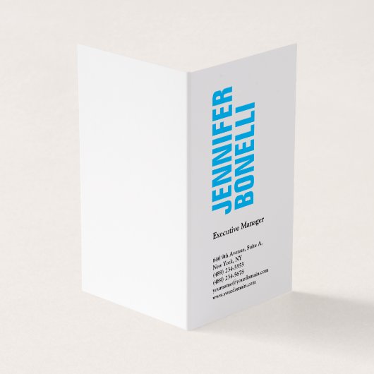 Professioneel minimalistisch modern vet blauw wit visitekaartje (Buitenkant)