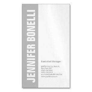Professioneel minimalistisch modern vet grijs wit magnetisch visitekaartje