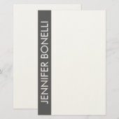 Professioneel minimalistisch modern vet naam grijs briefpapier (Voorkant / Achterkant)