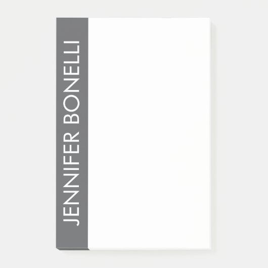 Professioneel minimalistisch modern vet naam grijs post-it® notes (Voorkant)