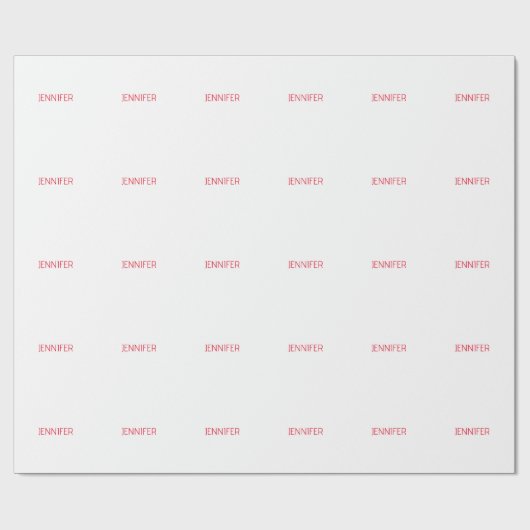 Professioneel minimalistisch modern wit rood naam cadeaupapier (Vlak)
