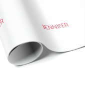 Professioneel minimalistisch modern wit rood naam cadeaupapier (Rol Hoek)