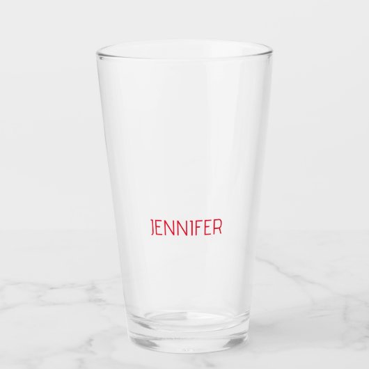 Professioneel minimalistisch modern wit rood naam glas (Voorkant)