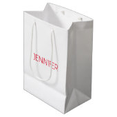 Professioneel minimalistisch modern wit rood naam medium cadeauzakje (Voorkant Gekanteld)