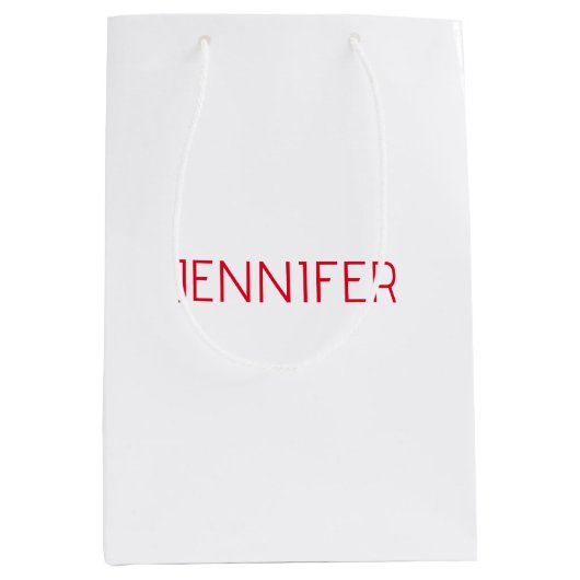 Professioneel minimalistisch modern wit rood naam medium cadeauzakje (Voorkant)