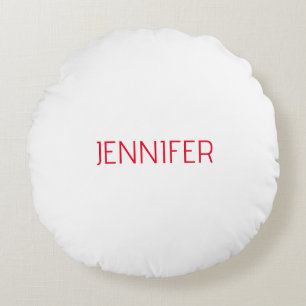 Professioneel minimalistisch modern wit rood naam rond kussen