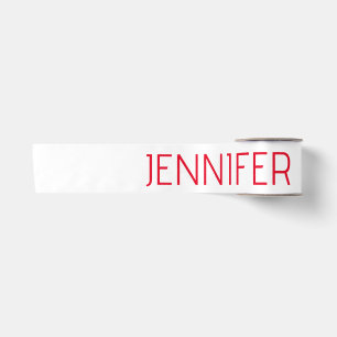Professioneel minimalistisch modern wit rood naam satijnen lint