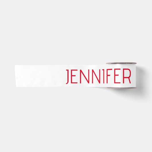 Professioneel minimalistisch modern wit rood naam satijnen lint (Voorkant)