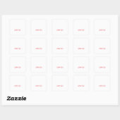 Professioneel minimalistisch modern wit rood naam vierkante sticker (Vel)