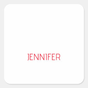 Professioneel minimalistisch modern wit rood naam vierkante sticker
