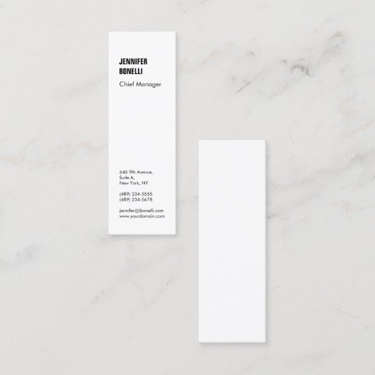 Professioneel, minimalistisch, modern zwart wit mini visitekaartje (Voorkant / Achterkant)