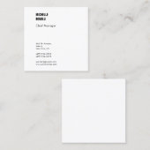 Professioneel, minimalistisch, modern zwart wit vierkante visitekaartje (Voorkant / Achterkant)