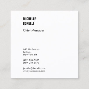 Professioneel, minimalistisch, modern zwart wit vierkante visitekaartje