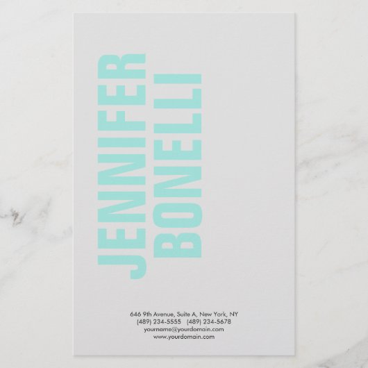 Professioneel minimalistisch moderne blauwe naam briefpapier (Voorkant)