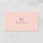 Professioneel Minimalistisch Monogram Blush Roze Visitekaartje (Voorkant)