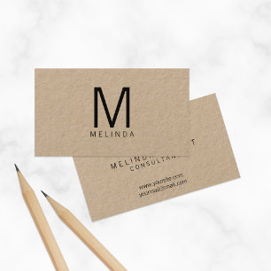 Professioneel minimalistisch Monogram Kraft Paper Visitekaartje