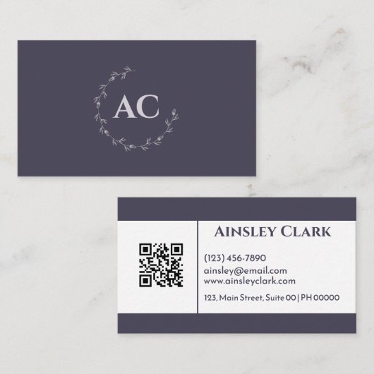 Professioneel minimalistisch monogram Mauve White Visitekaartje (Voorkant / Achterkant)