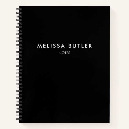Professioneel minimalistisch monogram zwart notitieboek (Voorkant)