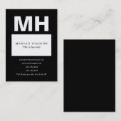 Professioneel minimalistisch monogram zwart-wit visitekaartje (Voorkant / Achterkant)