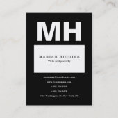 Professioneel minimalistisch monogram zwart-wit visitekaartje (Voorkant)