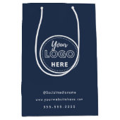 Professioneel Minimalistisch Navy-blauw Logo Medium Cadeauzakje (Voorkant)