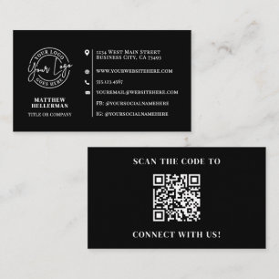 Professioneel Minimalistisch QR Code Logo Zwart Visitekaartje