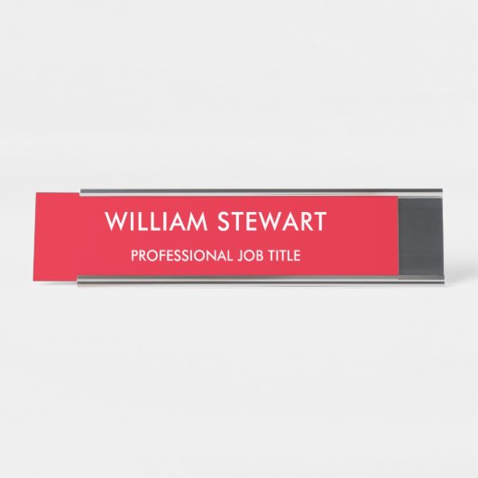 Professioneel minimalistisch Red Employee Personee Bureau Naambordje (Voorkant)