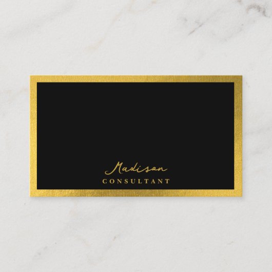Professioneel Minimalistisch Script Luxe Zwart & G Visitekaartje (Voorkant)