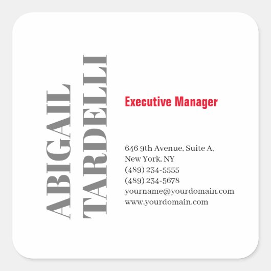 Professioneel minimalistisch strak modern aangepas vierkante sticker (Voorkant)