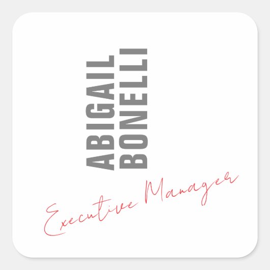 Professioneel minimalistisch strak modern grijs wi vierkante sticker (Voorkant)