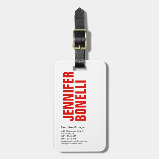 Professioneel, minimalistisch, vetgedrukt wit bagagelabel (Voorkant verticaal)