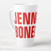 Professioneel, minimalistisch, vetgedrukt wit latte mok (Linkerhoek)