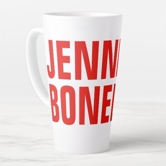 Professioneel, minimalistisch, vetgedrukt wit latte mok (Linkerhoek)