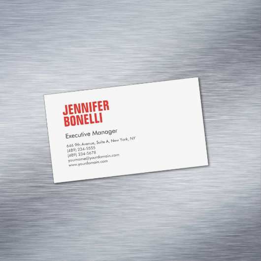 Professioneel, minimalistisch, vetgedrukt wit magnetisch visitekaartje (Voorbeeld)