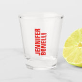 Professioneel, minimalistisch, vetgedrukt wit shot glas (Voorkant)