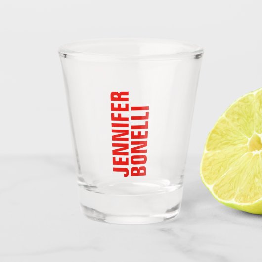 Professioneel, minimalistisch, vetgedrukt wit shot glas (Voorkant)